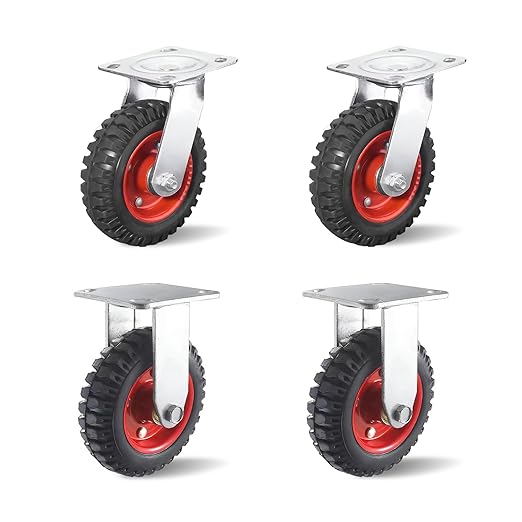 6 Inch Caster Wheels, Casters Set of 4 Heavy Duty, Industrial Castors for Moving Needs, Plate Castor Wheels Perfect for Furniture, Equipment (6INCH 2*Swivel+2*Fixed)