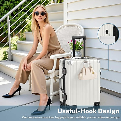 Krute Zipperless Luggage 24 Inch Aluminum Frame Suitcase with Spinner Wheels PC+ABS Hardide Checked Luggage TSA Approved