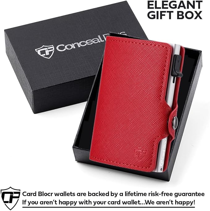 Conceal Plus Small RFID Wallet for Women, Slim Compact RFID Blocking Credit Card Holder Womens Wallet, Smart Pop Up Minimalist Card Case, Holds 4-6 Standard Cards Plus Cash & ID, Compact Travel Wallet