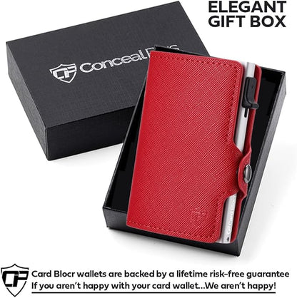 Conceal Plus Small RFID Wallet for Women, Slim Compact RFID Blocking Credit Card Holder Womens Wallet, Smart Pop Up Minimalist Card Case, Holds 4-6 Standard Cards Plus Cash & ID, Compact Travel Wallet