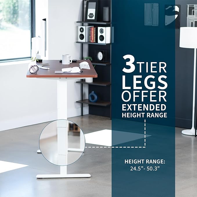 VIVO Electric 71 x 30 in Dual Motor Sit Stand Desk, Memory Height Adjustment, 2B Series, Dark Walnut Top White Frame, DESK-KIT-2W7D