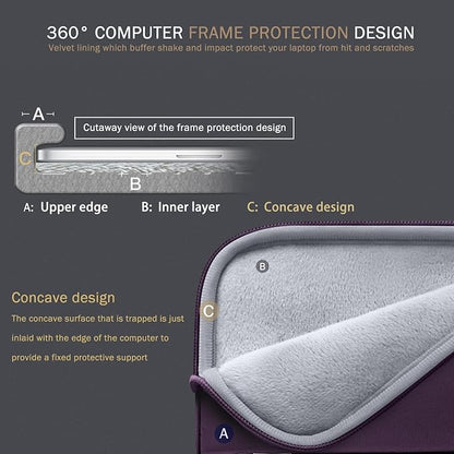 Voova 15.6 16 Inch Laptop Sleeve Case Compatible with MacBook Pro 16 M1/M2/M3/M4 Max 2019-2025, 15.6-16” Hp Lenovo Acer Asus, Waterproof Slim Computer Bag Cover with Handle, Dark Purple