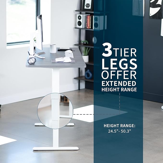 VIVO Electric 71 x 30 in Dual Motor Sit Stand Desk, Memory Height Adjustment, 2B Series, Dark Gray Top White Frame, DESK-KIT-2W7G