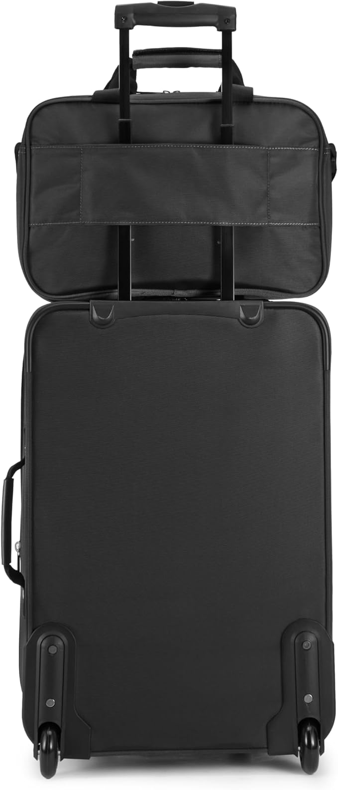 Amazon Basics Luggage Sets, Carry-On 23-Inch, tote 15-Inch, Suitcase With Wheels, Expandable Extra Space (+15%), Front Pockets and Telescopic Handle, Black