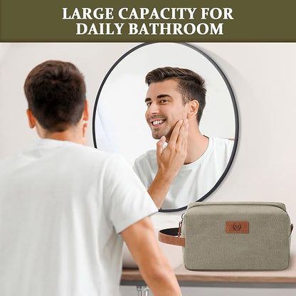 Janhavi Personalized Waterproof Toiletry Bag for Men,Gifts for Boyfriend,Toiletry Bag For Shower Caddy,Engraved Initials & Wheat Ear, Mens Toiletry Travel Bag,Travel Essentials for Men(Olive Green J)