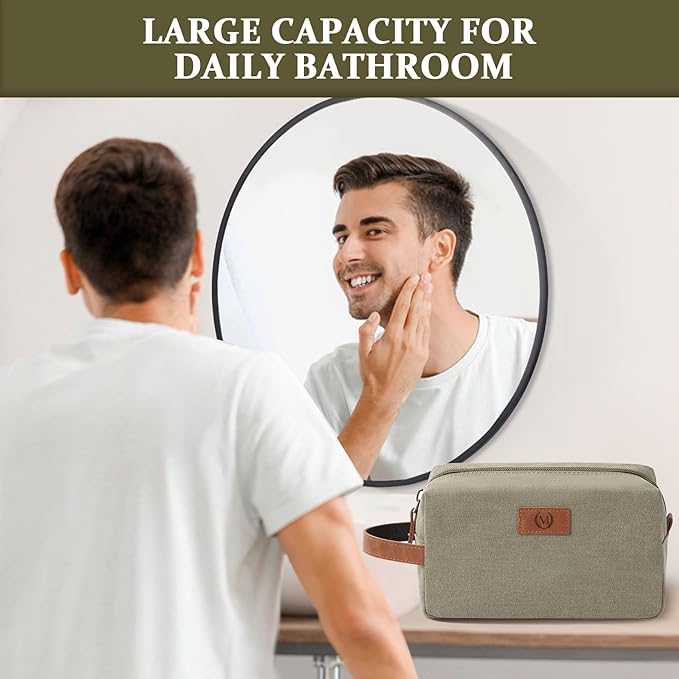 Janhavi Customized Gifts for Men,Waterproof Travel size Toiletries Bag, Makeup Organizer Foldie Travel Bag,Mens Toiletry Travel Bag, Engraved Initials & Wheat Ear,Travel Essentials Men(Olive Green S)
