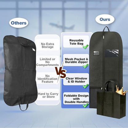 Large Heavy Duty Clothing Storage Bag with Hanging Hook, Breathable Zippered Garment Organizer for Travel, Dresses, Suits and Coats, Moving and Closet Protection