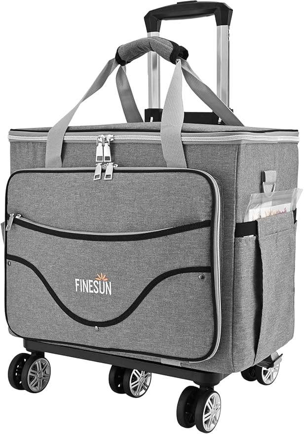Rolling Tote Bag for Women Teacher Bag Rolling Cart Briefcase with Wheels Carry on Wheeled Bag for Work,Office,Craft Grey