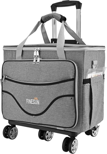 Rolling Tote Bag for Women Teacher Bag Rolling Cart Briefcase with Wheels Carry on Wheeled Bag for Work,Office,Craft Grey