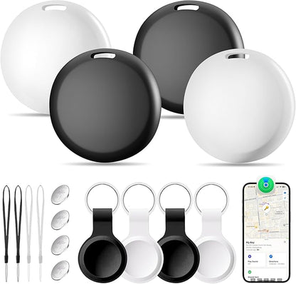 Air Tracker Tags 4 Pack, Bluetooth Tracker Smart Tag, Key Finder Locator with Sound Works with Apple Find My (iOS Only), Item Finders for Luggage Wallet Bags Suitcases, Waterproof Tracking Tags Device