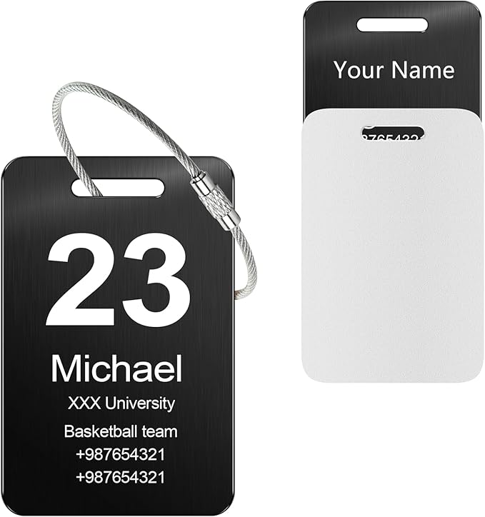 Customized Stainless Steel Luggage Tags: Personalize Your Suitcases, Backpacks, and Bags with Your Text - Custom Initial Text Name ID,Number 2"x3.3"(2 Pack)