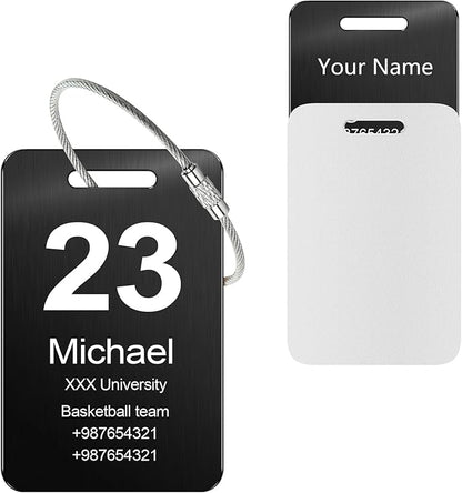 Customized Stainless Steel Luggage Tags: Personalize Your Suitcases, Backpacks, and Bags with Your Text - Custom Initial Text Name ID,Number 2"x3.3"(2 Pack)