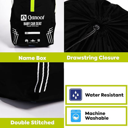 Infant Car Seat Travel Bag for Airplane - Durable Gate Check Bag for Car Seats that fits easily on Convertible Car Seats, Infant Carriers & Booster Seats (Hand Carry Bag, Black)