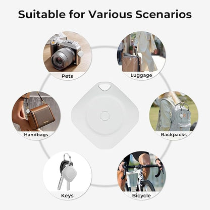 Air Tracker Tags 4 Pack Tag Set, Compatible with Apple Find My App (iOS Only), Key Finder and Item Tracker Smart Tag for Keys, Bags, Luggage, Pets, Wallet，Loud Beep,Replaceable Batteries(White)