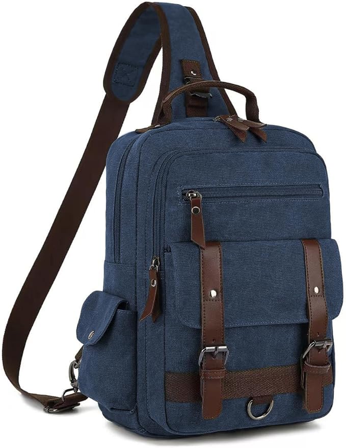 Vintage Messenger Bag, Canvas Backpack for Travel, Men's Shoulder Bag, Dual-use Bag for Hand Carry and Crossbody Carry