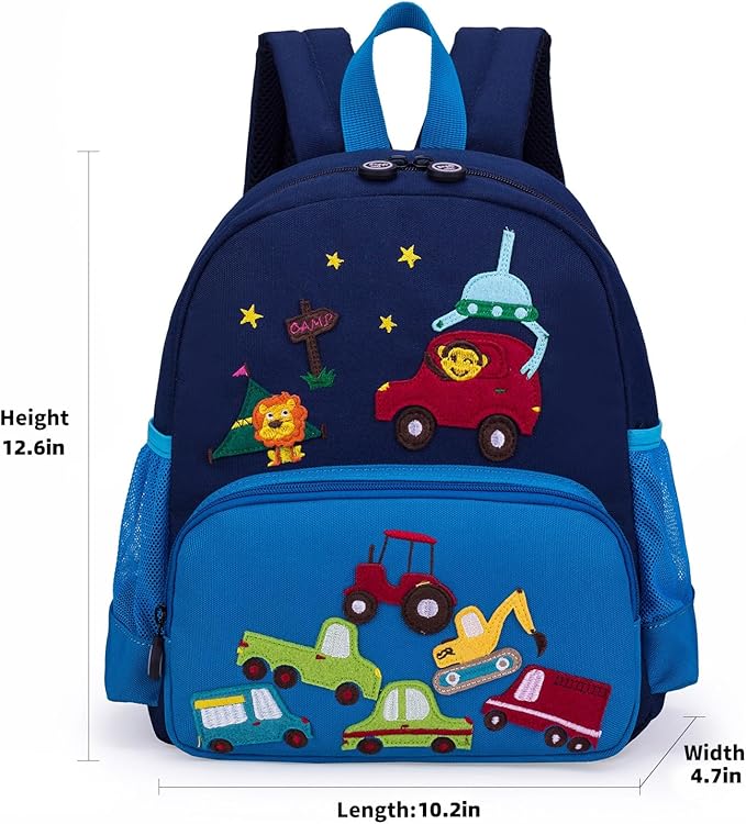 willikiva Cute Zoo Little 3d Backpack Kids Backpack for Boys and Girls Toddler Backpack Waterproof Preschool (Blue Car)
