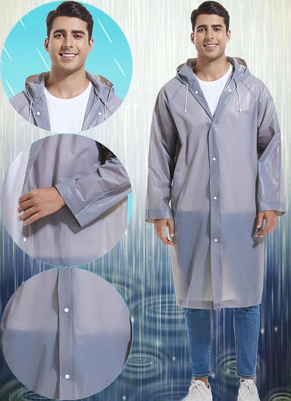 2-Pack Reusable Rain Ponchos for Adults, HOOMBOOM Raincoats Emergency for Women/Men with Drawstring and Sleeves