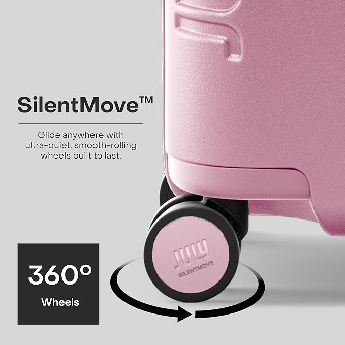 Checked Expandable - 24.5" Airline Approved Check In Luggage with Wheels, Spinner Suitcase for Men & Women - TSA Lock Rolling Suitcase, Spinner Wheels, Expansion Zip, Y-Strap - Blush Pink