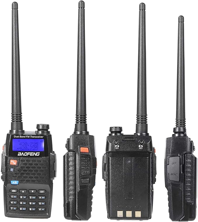 Baofeng UV-5RE Plus Dual Band Two Way Radio Handheld Ham Radio Long Range Walkie Talkies Pack of 6 for Hiking Camping Hunting Skiing Trip(Black) with 8W