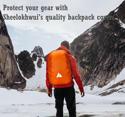 Waterproof Backpack Rain Cover (15-90L), Heavy-Duty Nylon Pack Cover with Upgraded Double Adjustable Closure System and a Carry Pouch for Hiking, Cycling. Durable and Lightweight.