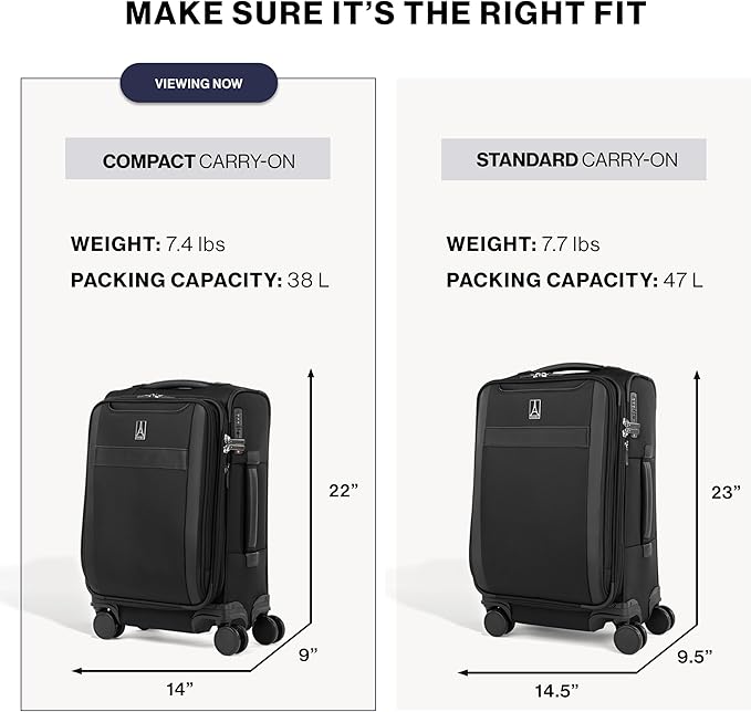 Travelpro VersaPack+ Lightweight Softside Expandable Carry on Luggage, 8 Spinner Suitcase, TSA Lock, Men and Women, Compact Carry On 20-Inch, Desert Sage Green