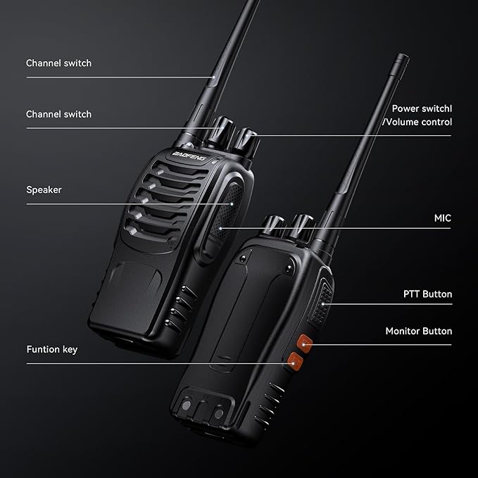 BAOFENG BF-888S Walkie Talkies for Adults Rechargeable Long Range 16 Channel Professional Walky Talky and Security Headphones Flashlight Li-ion Battery and Charger (10 Pack)