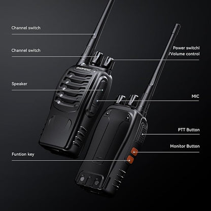 BAOFENG BF-888S Walkie Talkies for Adults Rechargeable Long Range 16 Channel Professional Walky Talky and Security Headphones Flashlight Li-ion Battery and Charger (10 Pack)
