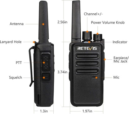 Retevis RT68 Walkie Talkies with Earpiece,2 Way Radios Long Range,Heavy Duty Walkie Talkies for Adults,Rechargeable with USB Charger Base, for Restaurant School Manufacturing Healthcare(20 Pack)