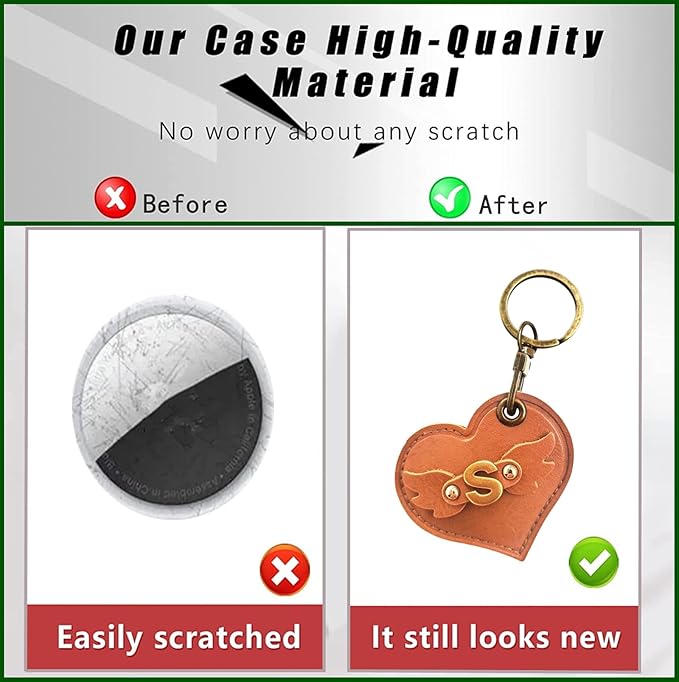 Initial Letter Leather Alphabet Keychain Holder Case Compatible with AirTag,Cute Protective Air Tag Cover with Bronze Keyring,Anti-Scratch Finder GPS Tracker Case for Pets Keys Wallet Luggage(S)