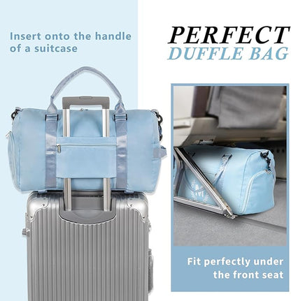 Gym Bag for Women, Personalized Duffle Bag with Shoe Compartment, Sports Bag for Yoga & Dance with Wet Pocket and Mat Strap.