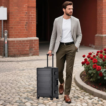 Simcat All Aluminum Carry On Luggage, 20 Inch Hard Shell Zipperless Luggages，Airline Approved Suitcase with TSA Lock and Silent Wheels (Black,20inch/56.5x21.5x39.5cm)