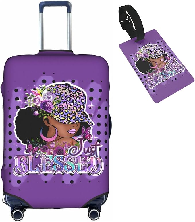 Travel Suitcase Protector African American Girl Elastic Protective Washable Luggage Cover With Concealed Zipper Suitable For 18-32 Inch(L (for 25-28 inch luggage))