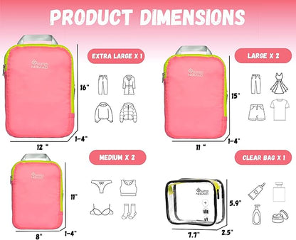 SUITEDNOMAD Ultralight Compression Packing Cubes Set, Suitcase and Backpack Travel Organizer Bags