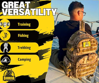 25 L Tactical Backpack: durable military-style backpack with MOLLE system for daily carry, travel, gym, hiking, hunting, camping, and outdoor sports. (MULTICAM CAMO)