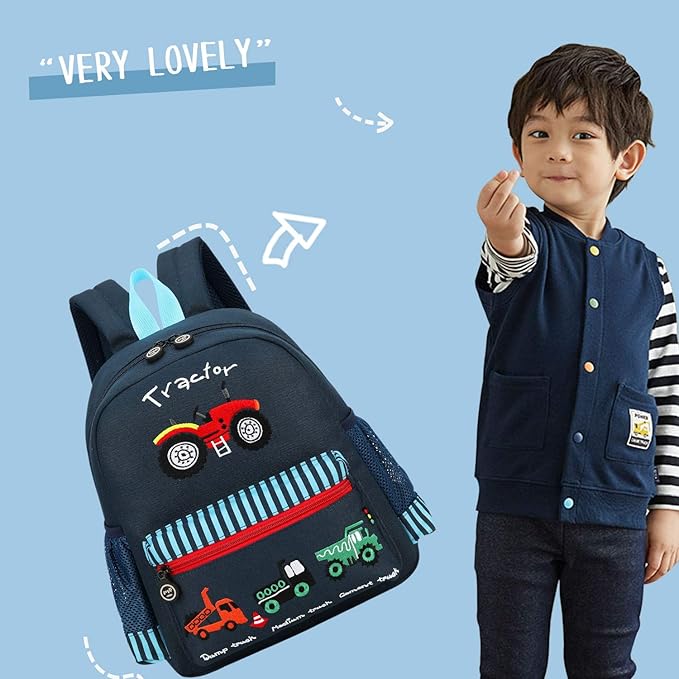 willikiva Cute Zoo Little 3d Backpack Kids Backpack for Boys and Girls Toddler Backpack Waterproof Preschool(Deep Blue Car)
