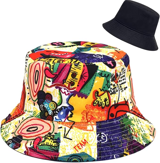 XYIYI Cute Bucket Hat Beach Fisherman Hats for Women, Reversible Double-Side-Wear