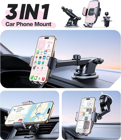 TORRAS Pink Phone Holders for Your Car【Ultra-Durable & Strongest Suction】, Universal Car Phone Holder Mount Truck Cradle Stand for Dashboard Windshield Vent, Pink Car Accessories