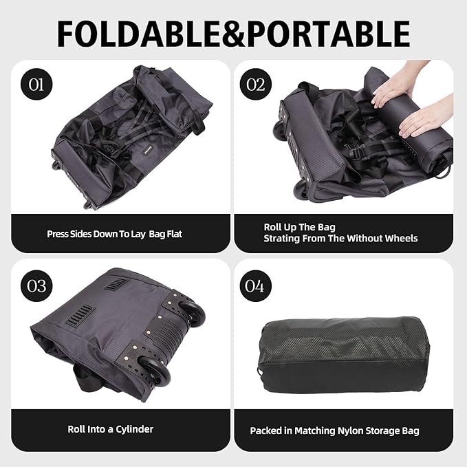 80L Rolling Duffle Bag with Wheels - Heavy-Duty 33.5" Foldable Duffel, Water-Resistant Wheeled Luggage with Shoulder Straps for Camping, Gym, Airplane (Grey)