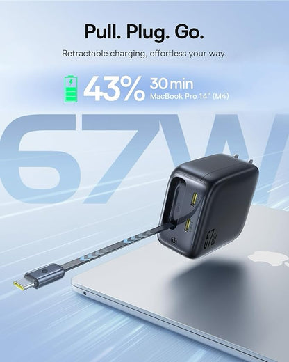 Baseus Enercore Retractable USB C Charger 67W and Baseus Universal Travel Adapter 70W