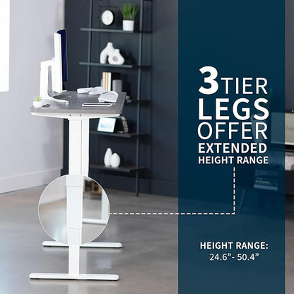 VIVO Electric 60 x 24 in Dual Motor Sit Stand Desk, Memory Height Adjustment, 2B Series, Dark Gray Top White Frame, DESK-KIT-2W6G