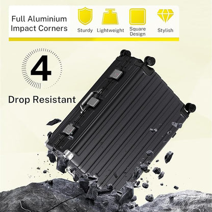 Krute Aluminum Frame Luggage 28 Inch Checked Suitcase with Spinner Wheels TSA Approved No Zipper Hard Shell Luggage PC+ABS Travel Suitcase