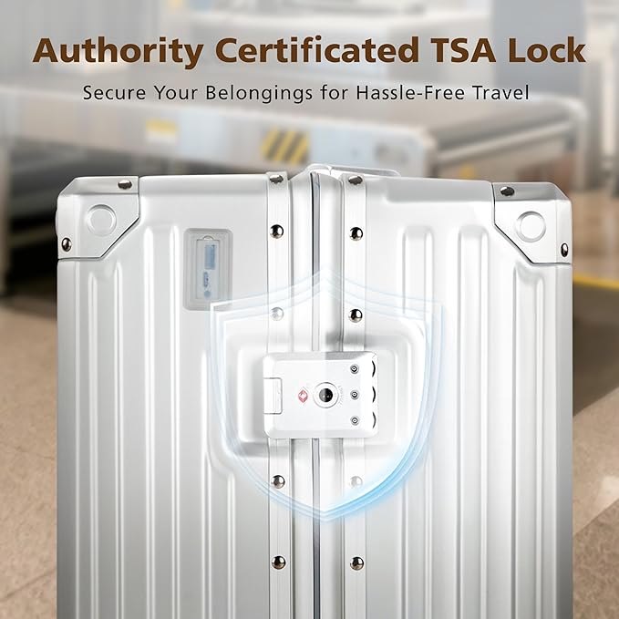20-Inch Carry On Luggage with Thickened Aluminum Frame,PC Hardshell Zipperless Suitcase with Spinner Wheels, TSA Lock,USB Charging Port,Light Gray
