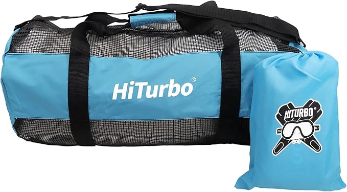 Hiturbo Mesh Dive Duffel Bag: Scuba Gear Bags for Diving, Snorkeling, Freediving and Swimming - 60L Travel Beach Pool Water Sports Equipment Bag with Shoulder Strap