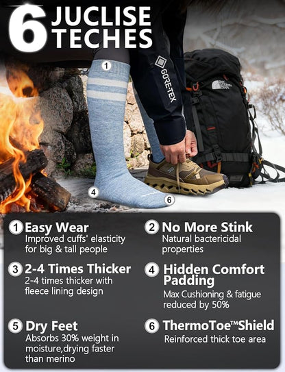 Alpaca Wool Heavyweight 15-25 mmHg Knee High Compression Support Socks Thick Winter Thermal Warm Soft Travel Flying