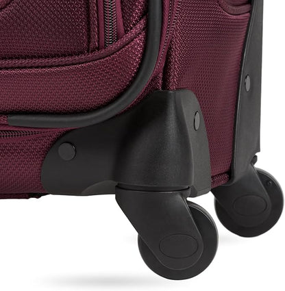SwissGear Sion Softside Expandable Luggage – Carry-On Suitcase with 360 Degree Wheels & Retractable Handle – 21 Inch, Perfect for 1-3 Night Trips – Merlot