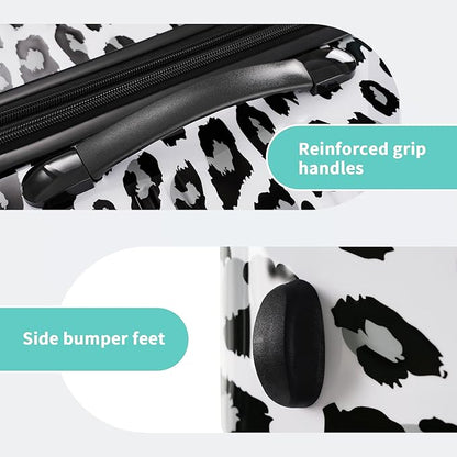 Merax Suitcase Set, Hardshell Luggage Sets 3 Piece with Spinner Wheels, Expandable Durable Suitcase with TSA Lock Lightweight 20" 24" 28", White+Black Leopard