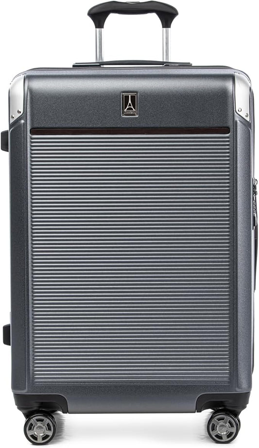 Travelpro Platinum Elite Hardside Expandable Checked Luggage, 8 Wheel Spinner, TSA Lock, Hard Shell Polycarbonate Suitcase, Vintage Grey, Checked Medium 25-Inch