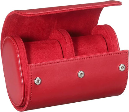 PATIKIL Watch Roll Travel Leather Case, Portable 2 Watch Roll Box with Pillow for Men Women Home Storage Display Gift Storaging Organizer, Red