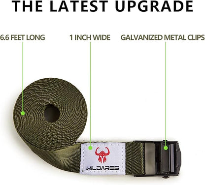 1" x 6.6' Trail Cam Strap,1800 lbs Heavy-Duty Trail Camera Straps, Game Cam Mounting,Tree Belts,Durable Nylon Fiber,Long-Lasting Alloy Buckle (Army Green 10Pcs)