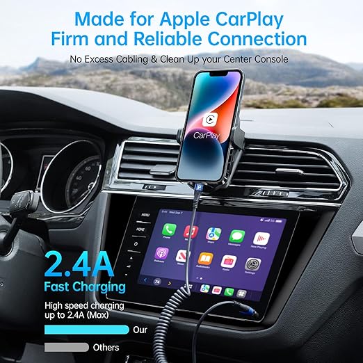 iPhone Charger Cable for Car 3FT, 2Pack Coiled Lightning Cable, [Apple MFi Certified] Retractable Charging Cord Compatible with iPhone 14/13/12/11 Pro Max/XS MAX/XR/XS/8/iPad/iPod/CarPlay-Blue